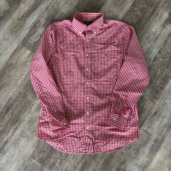 Vineyard Vines Red Gingham Button Down Shirt - Slim Fit Tucker Shirt - Picture 1 of 4